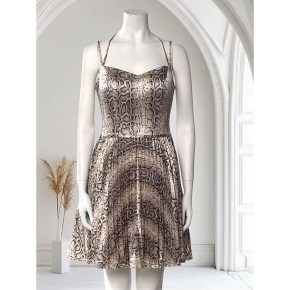 Jovani Snake Print Short Cocktail Dress Spaghetti Straps Sz4 Preowned - Picture 1 of 5
